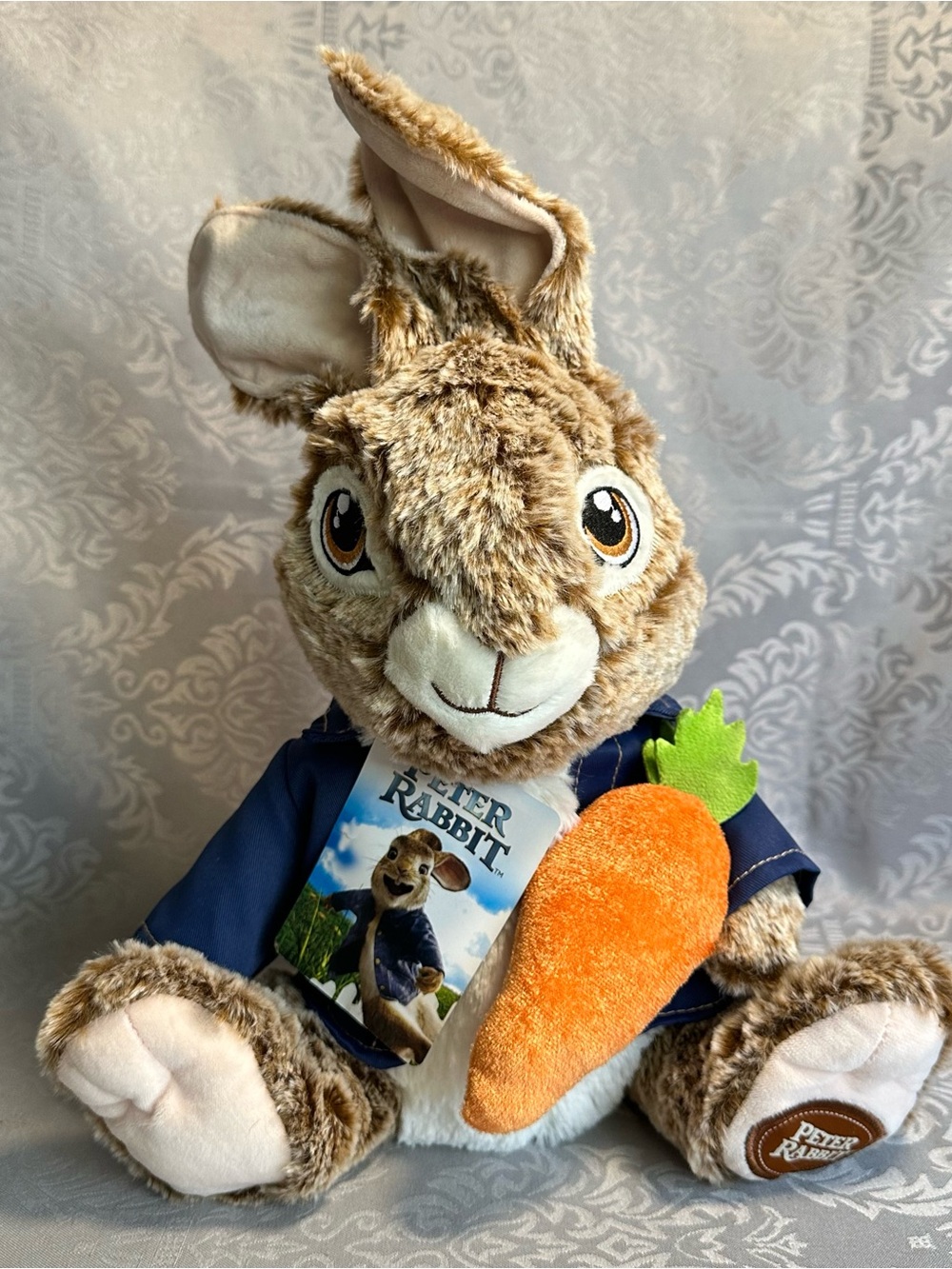Dan Dee Peter Rabbit Plush Bunny Plush Doll Denim Jacket  17" Nwt